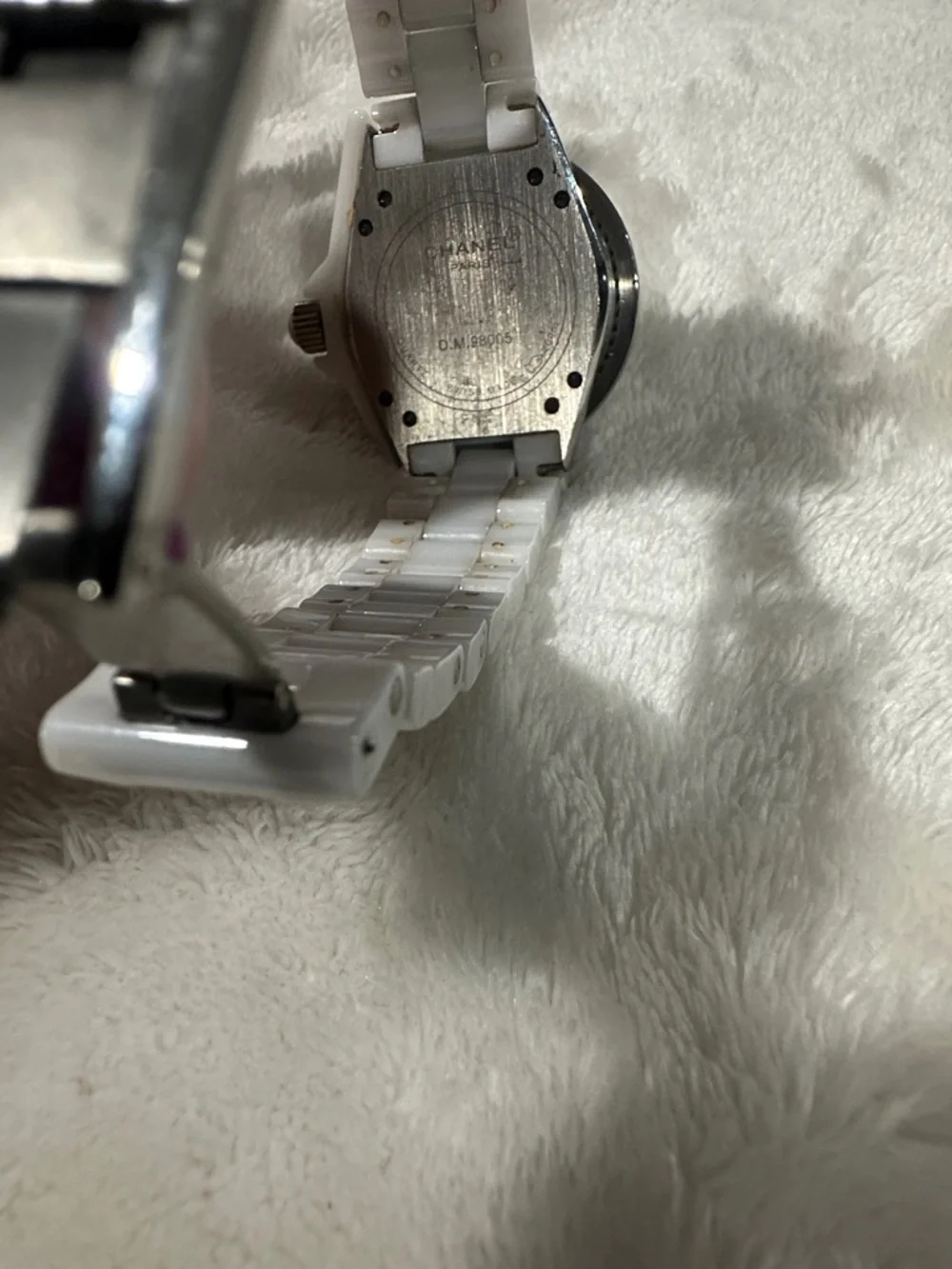 CHANEL White Ceramic J12 Bracelet Watch with Silver Accents - Picture 5 of 5